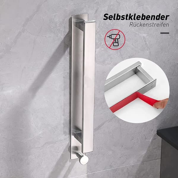 Ingen boring badeværelses håndklædeholder, rustfrit stål gæstehåndklæde krog, selvklæbende
