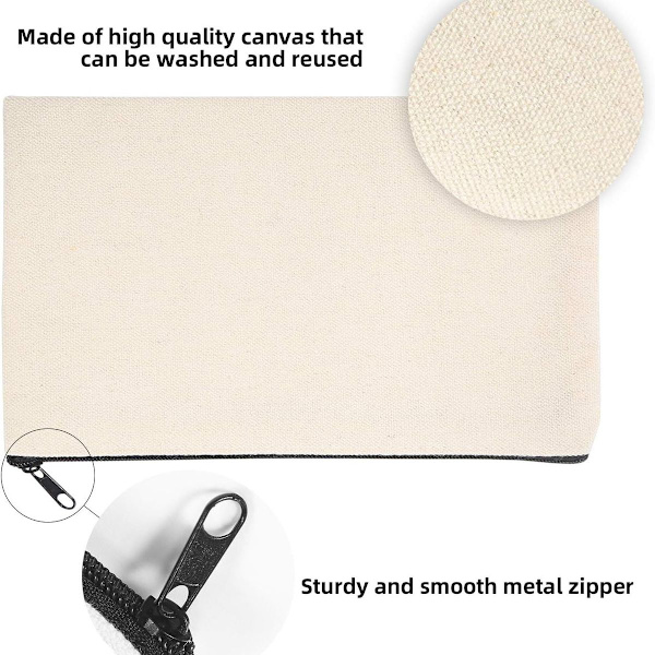 10-pack tomma DIY-hantverksväskor i canvas, pennfodral, tomma sminkväskor, 10-pack KLB