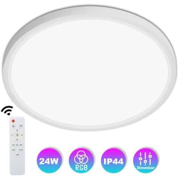 Bakbelyst LED-taklampe 24W taklampe med fjernkontroll RGB BAKGRUNNSBELYSNING Kjøkkenlampe