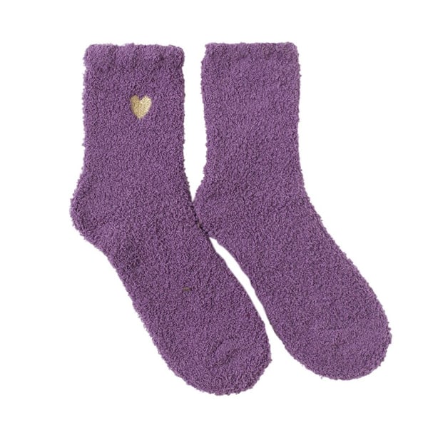 Pehmeät pörröiset naisten sukat, paksut pörröiset talvisukat, mukavan lämmin, violetti KLB