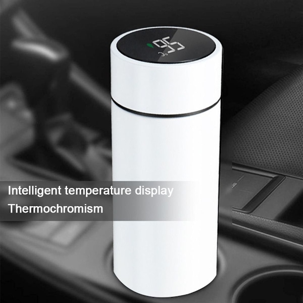 Vattenflaska med LED-temperaturdisplay - Vit KLB