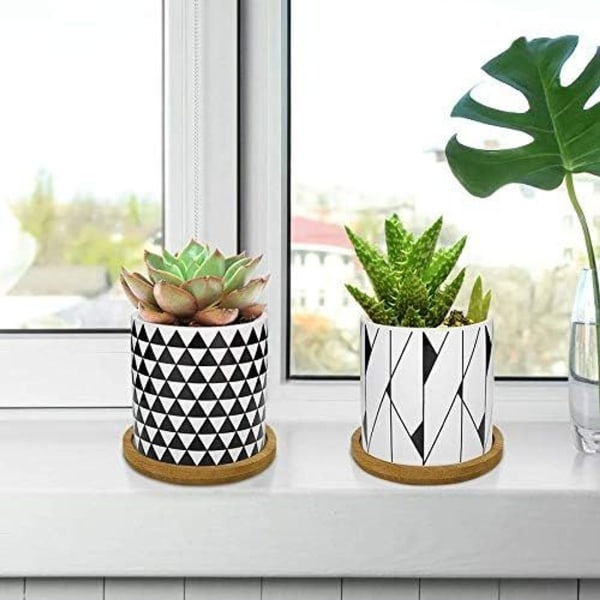 4 st blomkrukor, minikrukor i keramik för suckulenter med