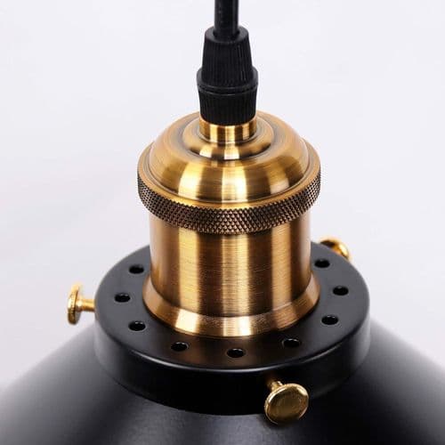 Sett med 2 industrielle retro sorte jernhengelamper,