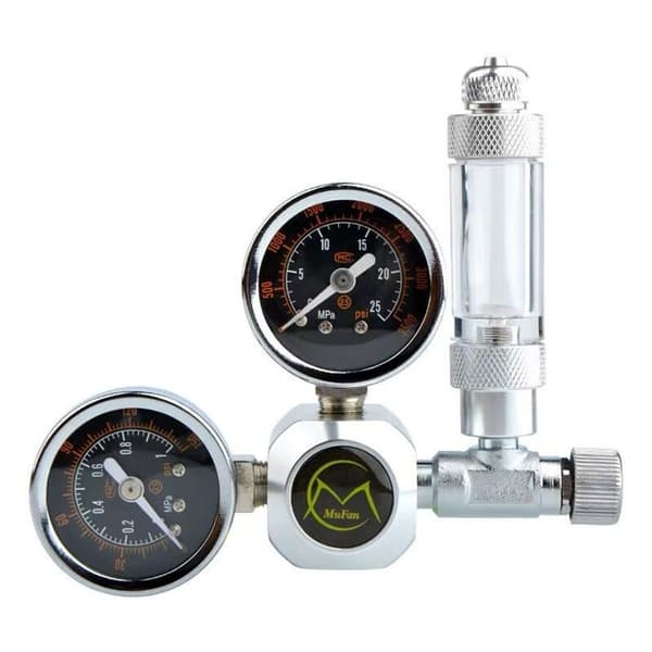 CO2-trykksreduserer med luftboblesteller for akvarier