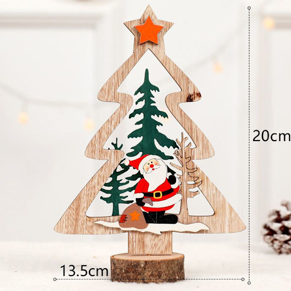 2 st träjuldekorationer - Snögubbe julgran - Juldekorationer för skrivbord