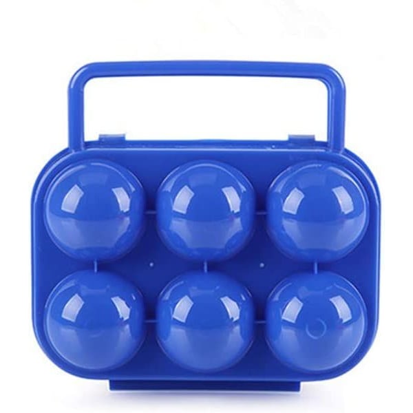 Kannettava muovinen munapidike, munarasia, kannettava munarasia, kokoontaitettava munalaatikko, munasäilytyslaatikko, munatarjotin (6 ristikkoa, sininen)