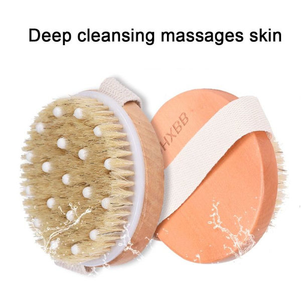 Kropsbørste, neutral tørbørste mod cellulite og lymfe, rund