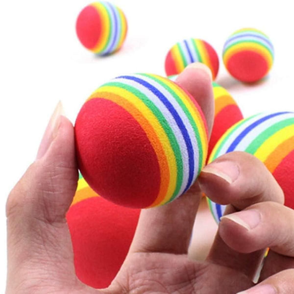Mjuka regnbågsbollar i skumgummi för katter, färgglada tuggbollar för husdjur, KLB