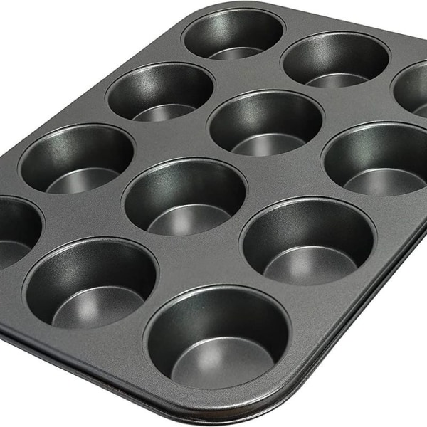 Tebery 2-delad bakplåt för 12 muffins, non-stick belagd muffinsform för