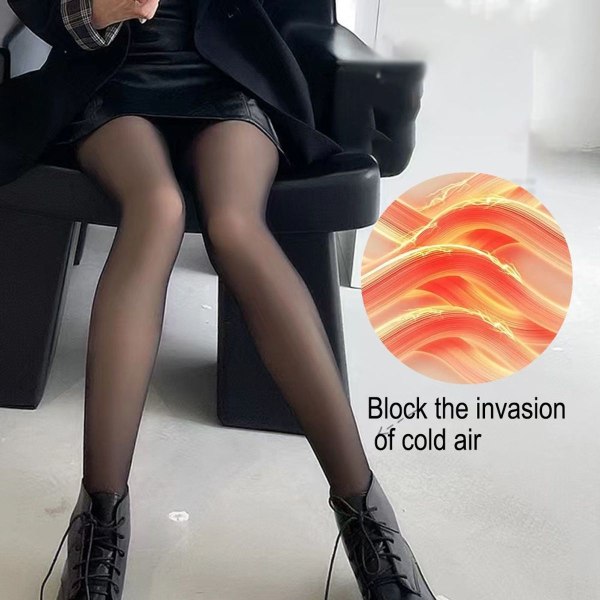 Transparent Warm Velvet Thickening Tights for kvinner, svart KLB