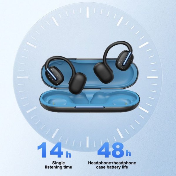 Åbent øre trådløse hovedtelefoner Bluetooth 5.3 med sort