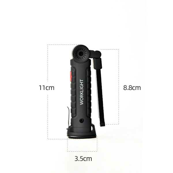 LED-lommelykt arbeidslys, COB LED bærbar lommelykt med magnetisk base 5 lysmoduser USB campinglampe for garasje, camping, nødsituasjon, etc KLB