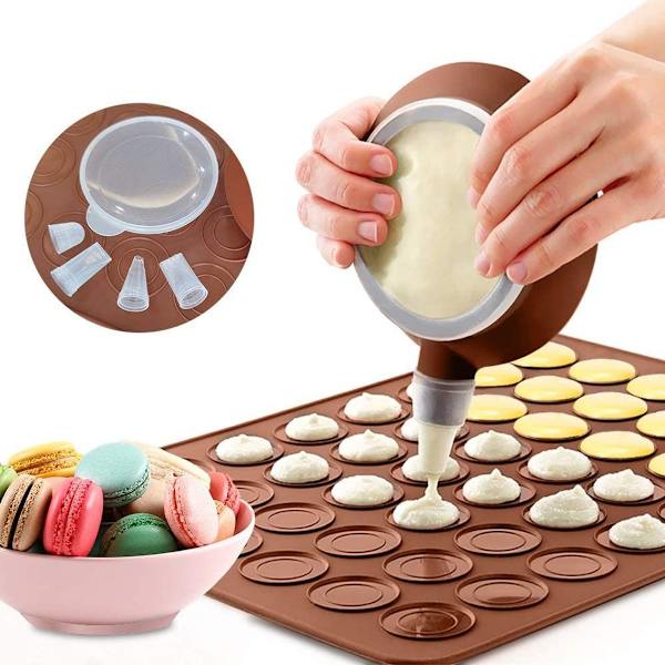 Macaron-bakemold i silikon, mørkebrun, 38x28 cm