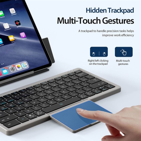 Universelt Bluetooth-tastatur med deksel og stativ, oppladbart