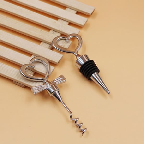 Par Kærlighed Hjerte Vin Drikke Flaske Stopper og Corkscrew Åbner Sæt KLB