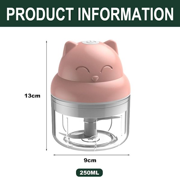 Elektrisk Mini Hvidløgshakker, Mini Hakker Madprocessor, Pink