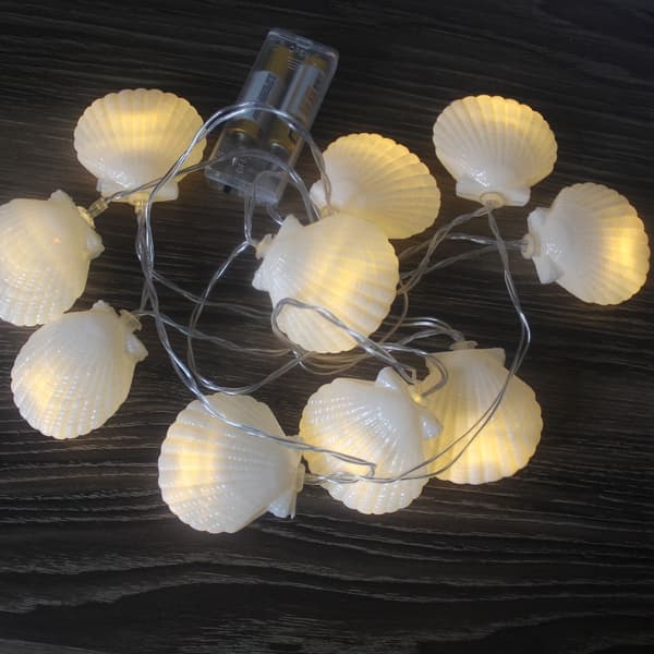 Ocean Seashell 10/20 Vattentät Varm Vit Batteridriven LED-slingljus för strandtema Dekorering inomhus