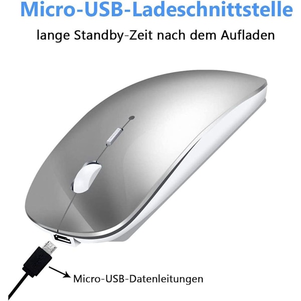Oppladbar Bluetooth-mus for bærbar PC og nettbrett