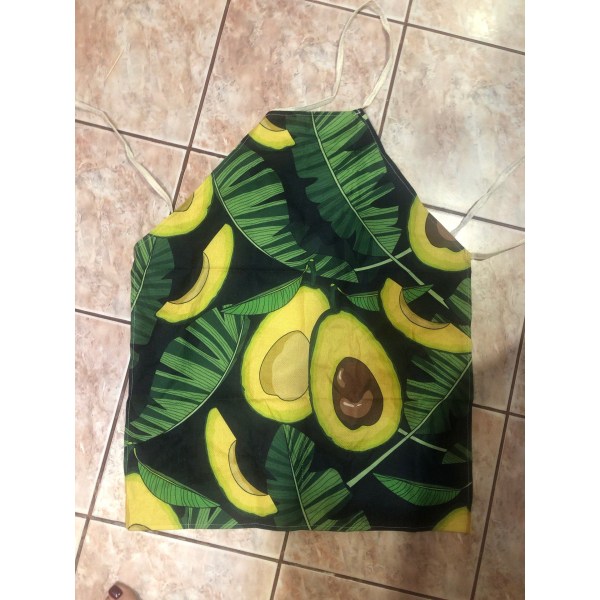 Avocado-förkläde, Förkläde med mönster av sammanflätade avokado och blad, Justerbart nackförkläde för män och kvinnor, Lämpligt för kök, matlagning, kockförkläde