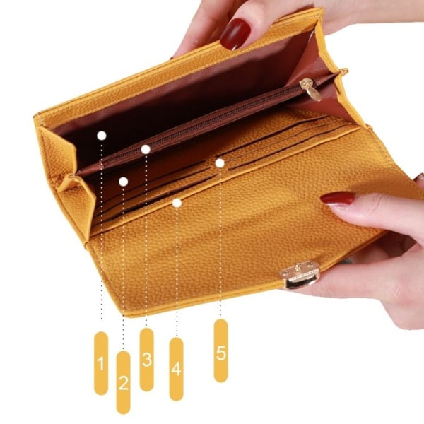 87P Litchi Texture multifunktionell plånboksväska med stor kapacitet (Ros
