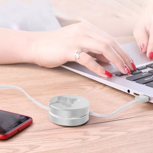 Multiladdningskabel, 3 i 1 infällbar USB-kabel med vit