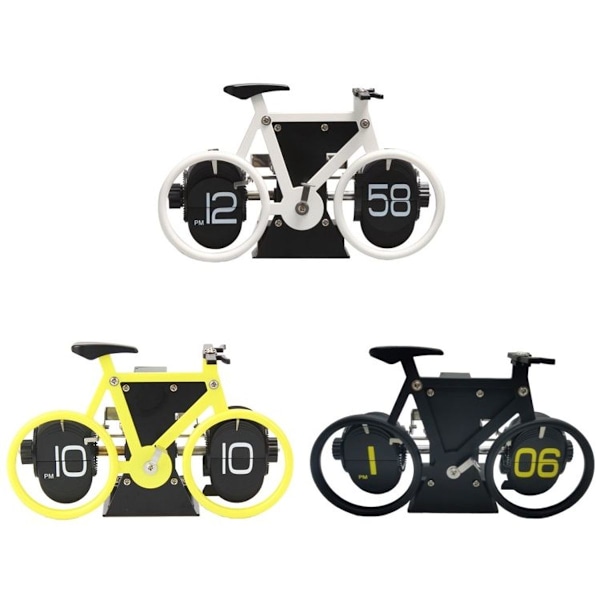HY-F087 Retro Cykelformad Automatisk Flip Klocka Heminredning Flip Klocka (Vit)