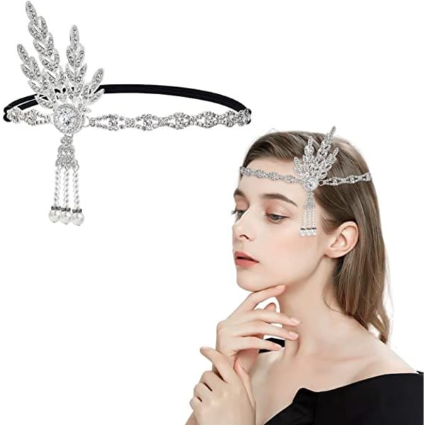 20-luvun pääpanta, 20-luvun Gatsby-kruunu, pääpanta, Gatsby Flapper -vintage-pääpanta, hiuskoriste naisille, 1920-luvun asusteet, hopea, yksi koko