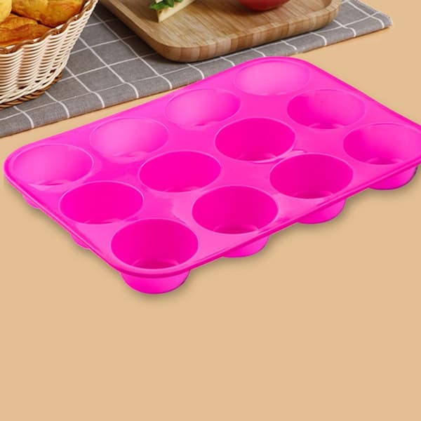 Silikon Muffinform Non-Stick 12 Kopper Jumbo Rose Red Muffinform KLB