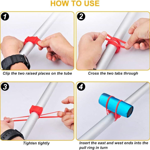 Cykellamphållare - elastiskt silikonband - set om 8 KLB