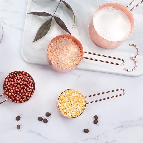 Sett med 8 rustfrie stål målekopper og måleskjeer Rose Gold målekopp Baking