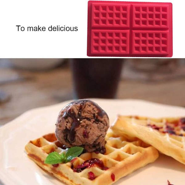 Non-stick silikone vaffelform bageværktøj - 4 hulrum