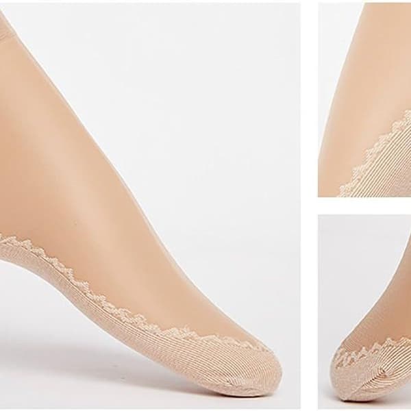 10 par kvindersko med silkebomuldssål, beige KLB