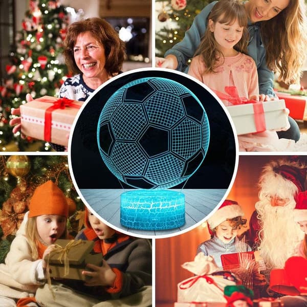 Fotboll 3D-lampa - Touch Control, 7 färger, Perfekt present till barn KLB