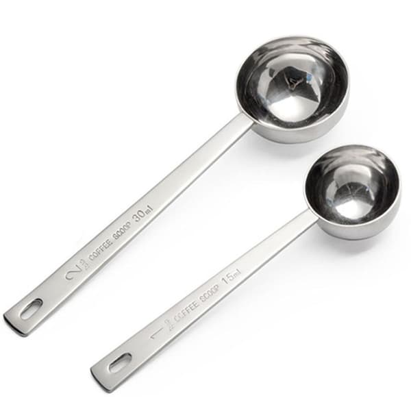 2-pack rostfria kaffeskopor - matskedsmätsskedar - diskmaskinssäkra KLB