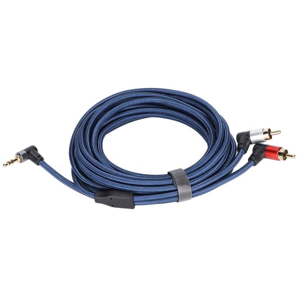 Høyrevinklet 3,5 mm hann til 2RCA hann nylon lydkabel KLB