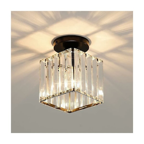 Mini krystall taklampe, moderne krystall lysekrone, LED taklampe for korridor, inngang, restaurant, bar, E27 (svart) KLB
