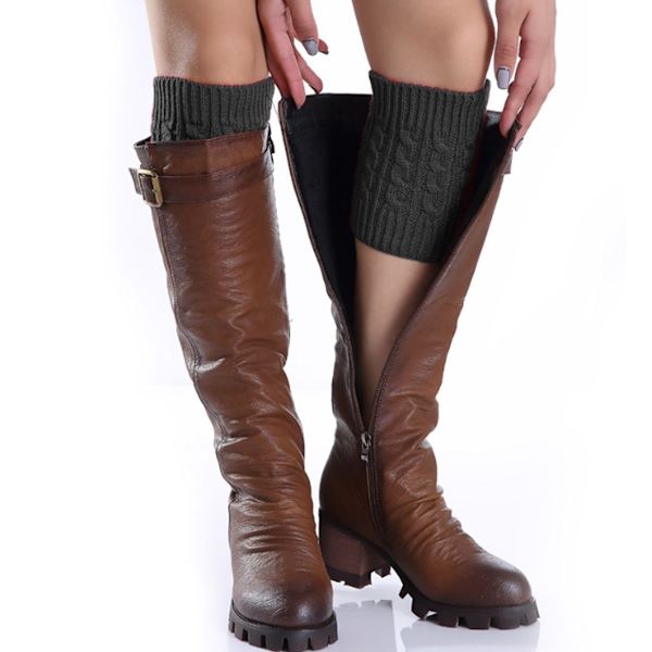 Par av varma vinter stickade boot cuff strumpor med korta ben, kombination 1 KLB