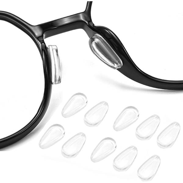 Tio par vattenfall airbag-kuddar (transparent färg) näskuddar för glasögon, halkfria självhäftande näsgripare med airbag, 3 mm tjocklek för glasögon