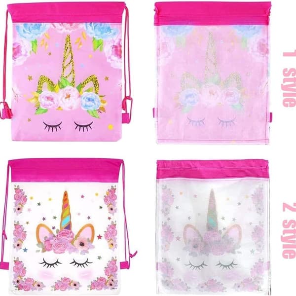 12-pack enhörningsformade dragsnöre-presentpåsar, 2 stilar festtillbehör presentpåse KLB