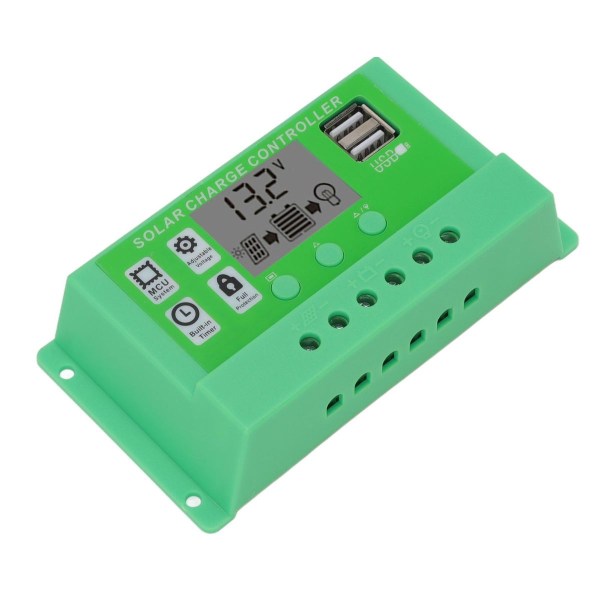 Grøn PWM solcelleladeregulator, stort LCD-display KLB