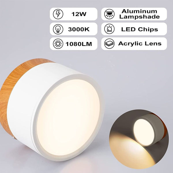Taklampe overflate montert LED takspotter aluminium hvit KLB