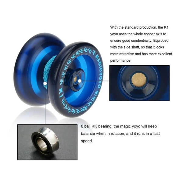 Magisk Yoyo K1 Spin ABS Yoyo 8 Ball KK Lager med Spinning String for KLB