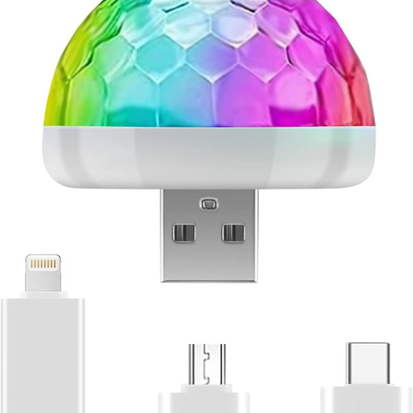 Mini discokule lys USB, discokule LED festlampe stemmestyrt disco
