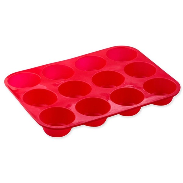 Silikone Muffinform Non-Stick 12 Kop Muffinform Jumbo Rød KLB