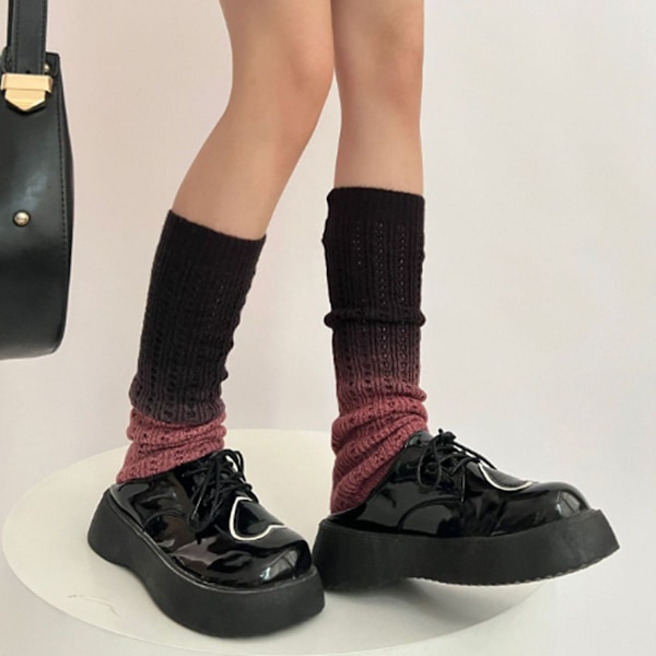 Dammode Vinter Leggings Stövlar Långa Benvärmare Stickade Virkade Sockor Svart KLB