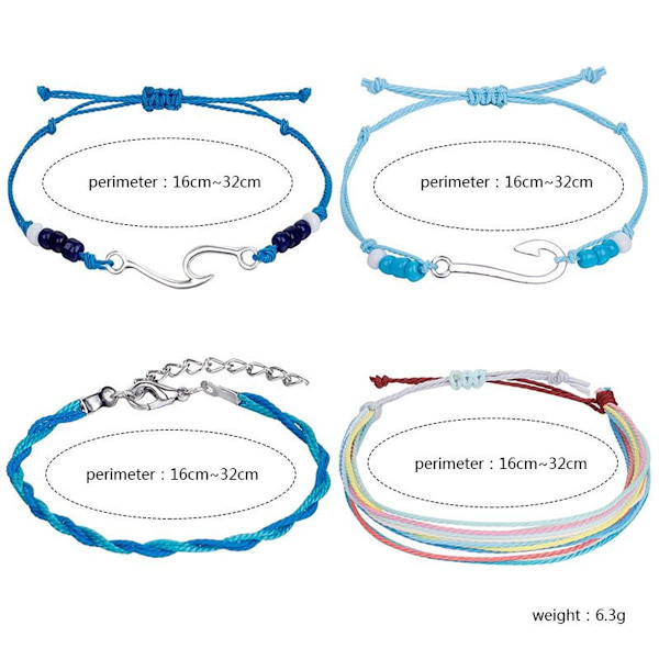 Dame bølge armbånd, flettet fiskekrog bølge