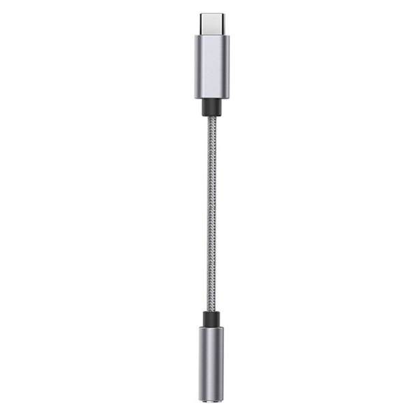 USB C til 3,5 mm lydadapter flettet type C han til hovedtelefon grå