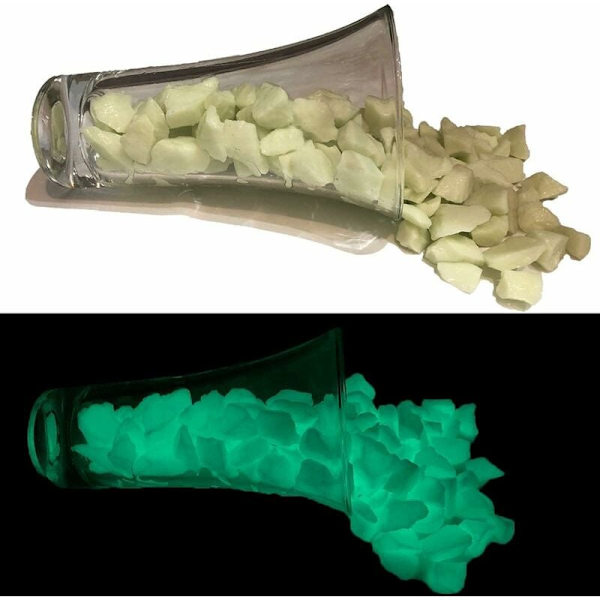 1000g Lysende sten, dekorativ sten, fosforescerende sten, funklende indendørs eller udendørs til akvarium, terrarium, have, grøn udstillingsmontre KLB