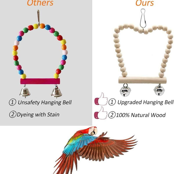 Creatiees 8 kappaleen linnun papukaija kello keinu lelut, linnun lelut KLB