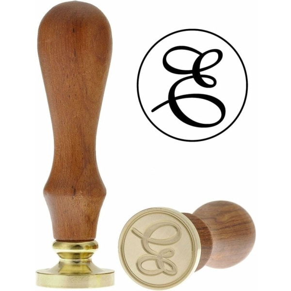 Retro messinghode trehåndtak alfabet bokstaver initial voks klassisk forsegling voks stempel E KLB